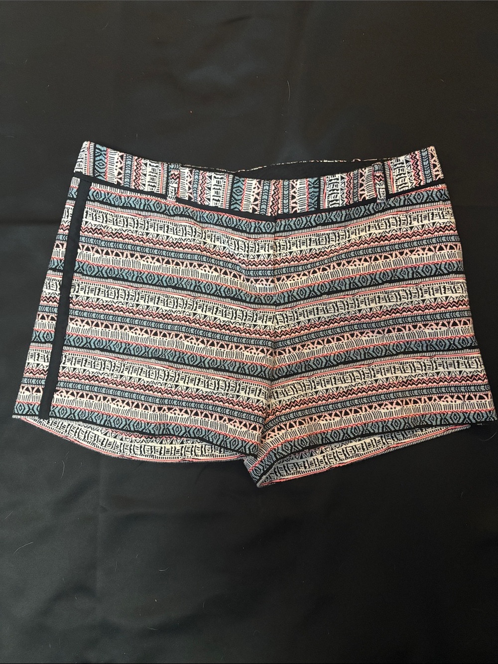 The Limited Woven Tribal Stripe Bike Shorts — Black, White & Pink